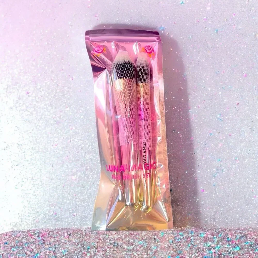 Luna Magic Face Brush Set - 2 Piece - Glow Up And Blend The Rules NIP